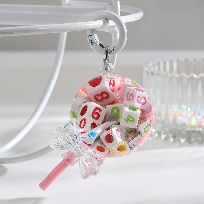 Wholesale Maca Dice Lollipop Into Oil Acrylic Keychains